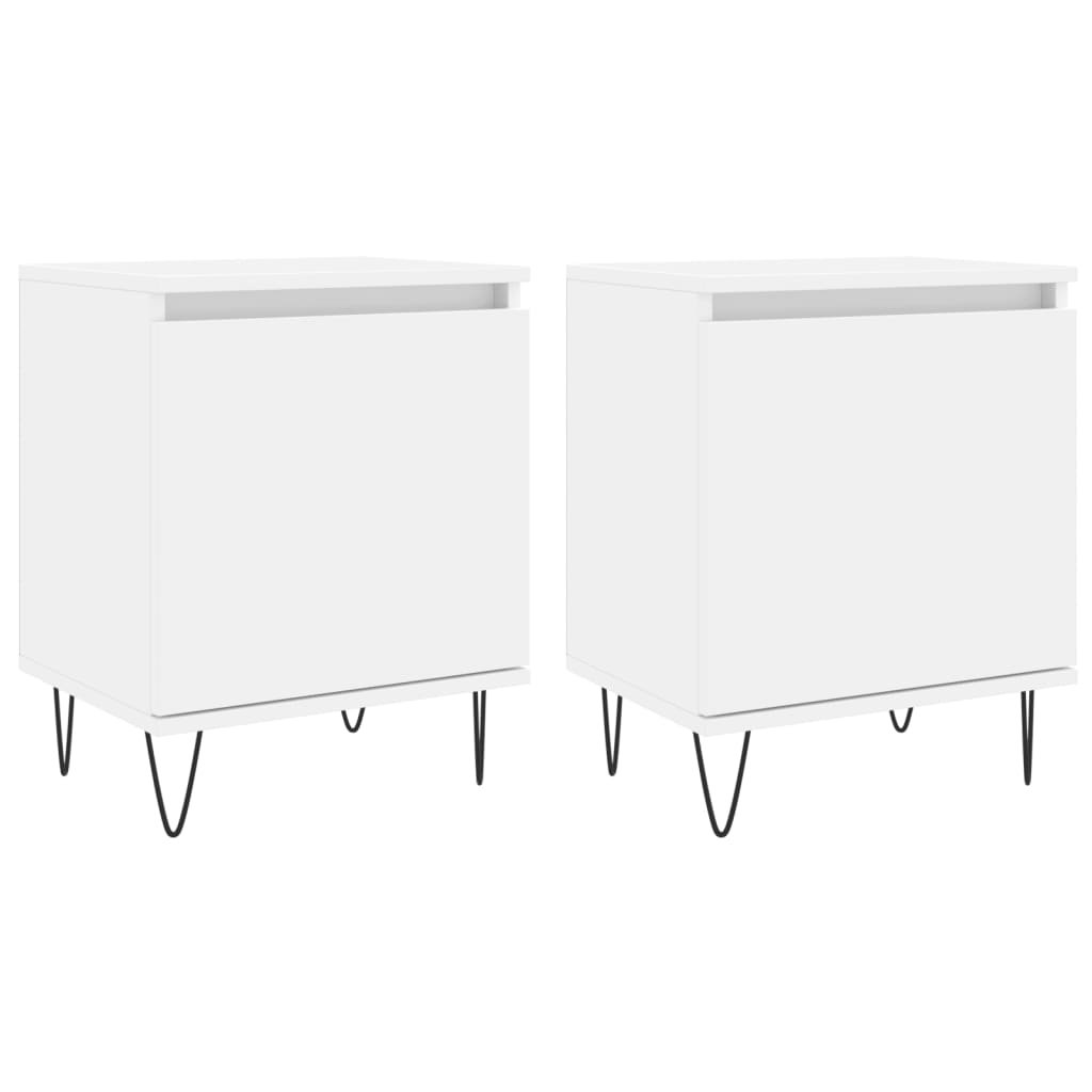 Nattbord 2 stk hvit 40x30x50 cm konstruert tre