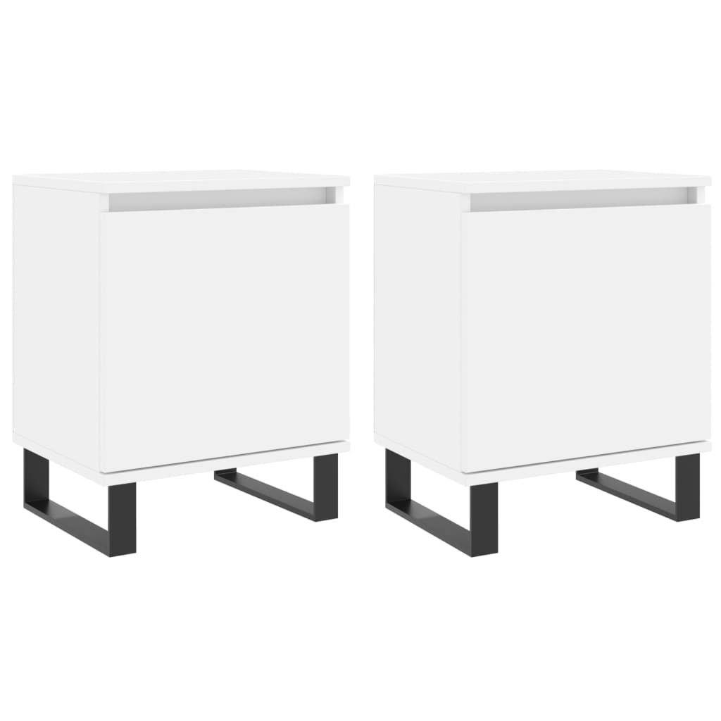 Nattbord 2 stk hvit 40x30x50 cm konstruert tre