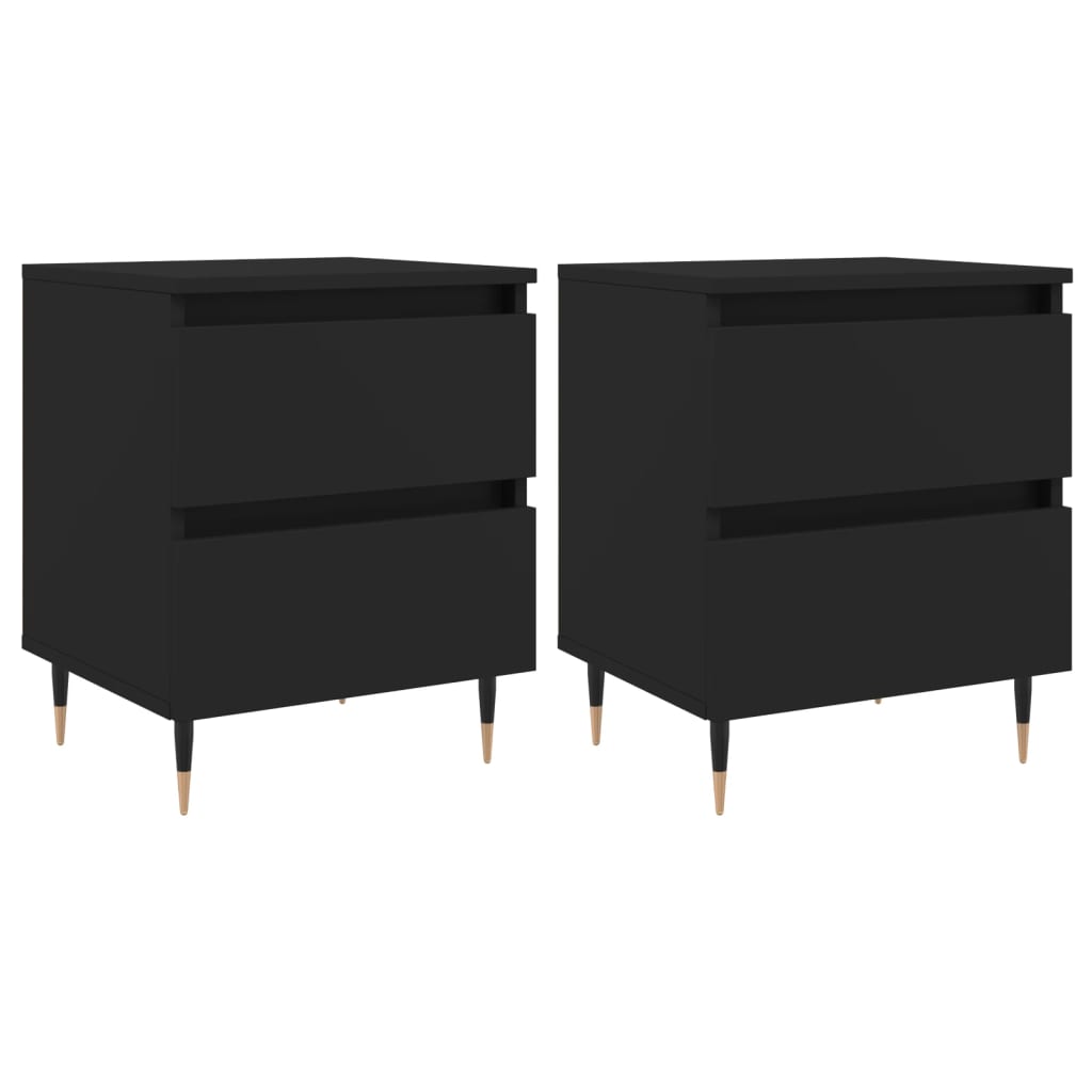 Nattbord 2 stk svart 40x35x50 cm konstruert tre