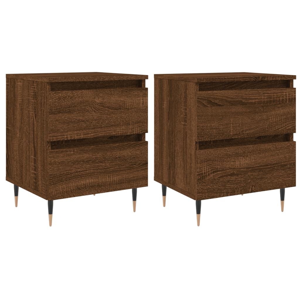 Nattbord 2 stk brun eik 40x35x50 cm konstruert tre
