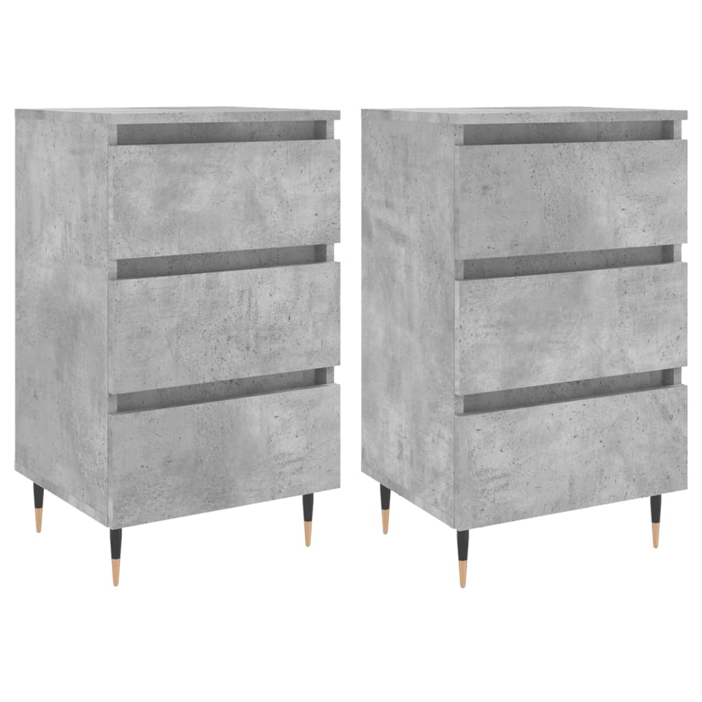 Nattbord 2 stk betonggrå 40x35x69 cm konstruert tre