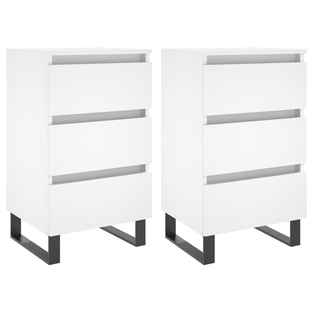 Nattbord 2 stk hvit 40x35x69 cm konstruert tre