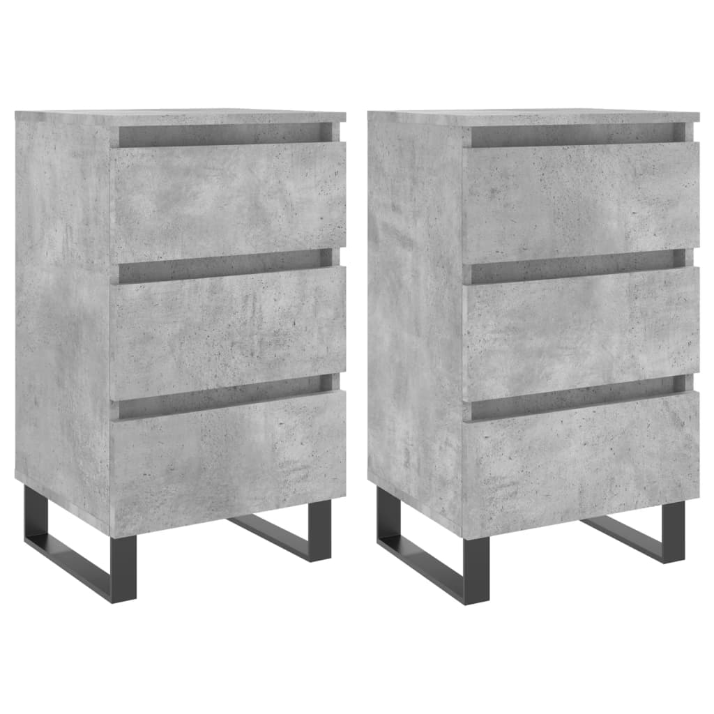 Nattbord 2 stk betonggrå 40x35x69 cm konstruert tre