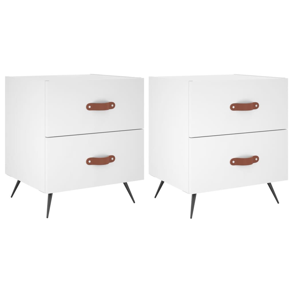 Nattbord 2 stk hvit 40x35x47,5 cm konstruert tre