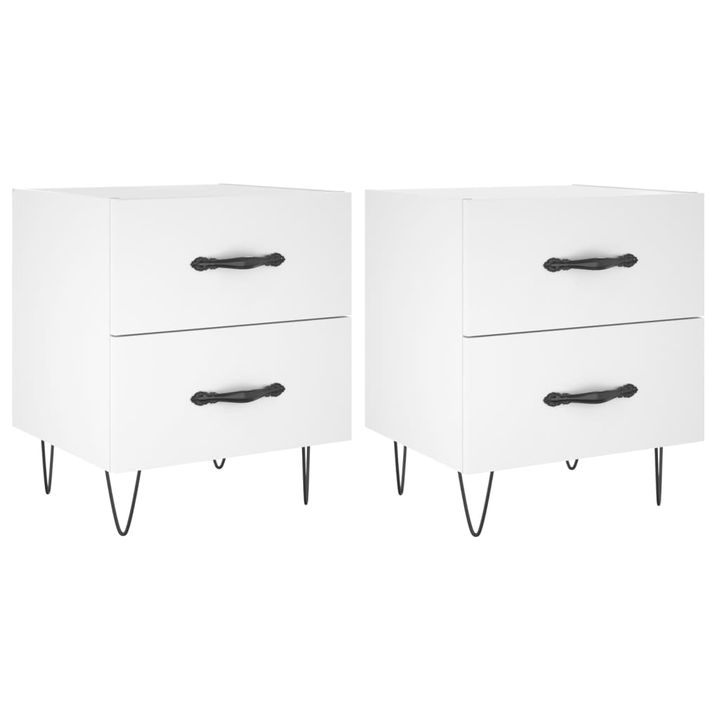 Nattbord 2 stk hvit 40x35x47,5 cm konstruert tre