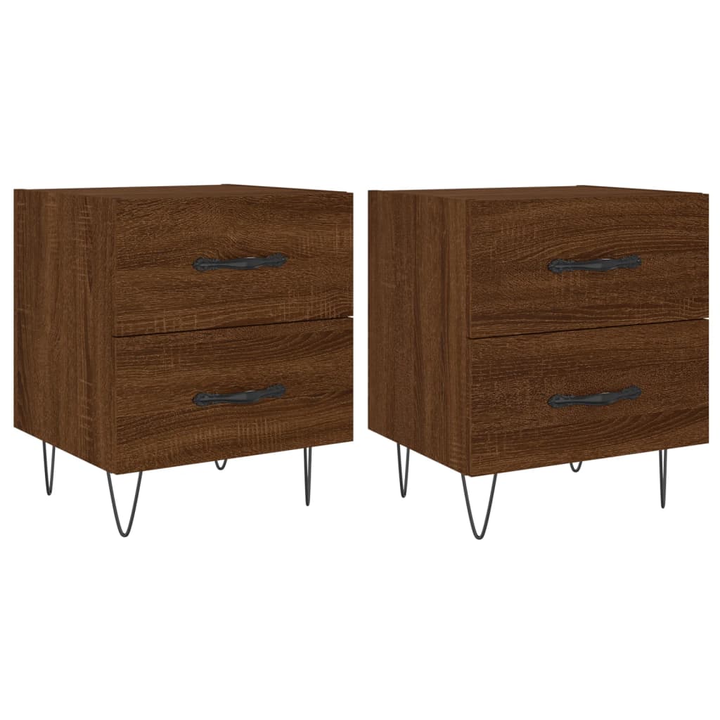 Nattbord 2 stk brun eik 40x35x47,5 cm konstruert tre