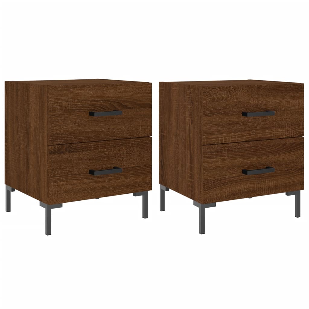 Nattbord 2 stk brun eik 40x35x47,5 cm konstruert tre