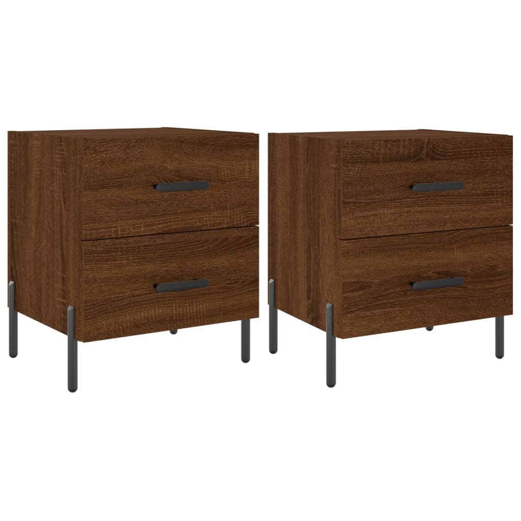 Nattbord 2 stk brun eik 40x35x47,5 cm konstruert tre