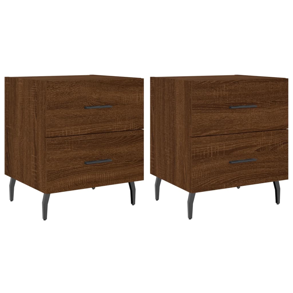 Nattbord 2 stk brun eik 40x35x47,5 cm konstruert tre