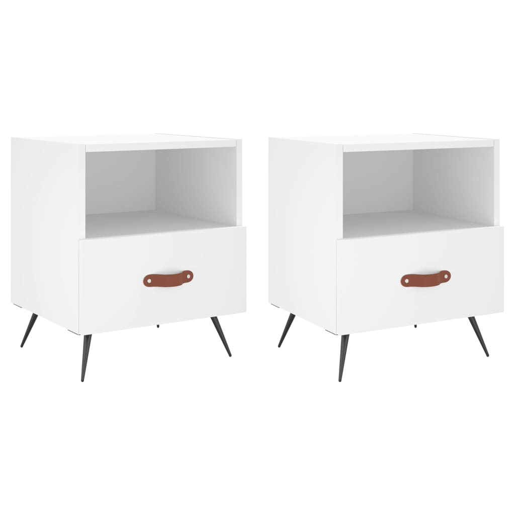 Nattbord 2 stk hvit 40x35x47,5 cm konstruert tre