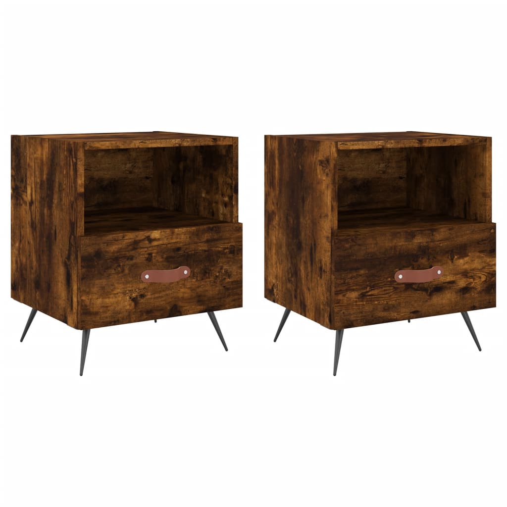 Nattbord 2 stk røkt eik 40x35x47,5 cm konstruert tre