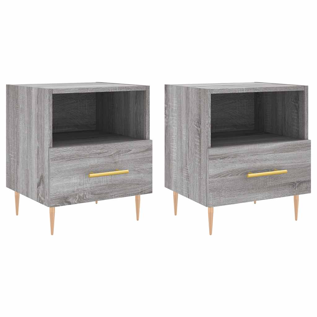 Nattbord 2 stk grå sonoma 40x35x47,5 cm konstruert tre