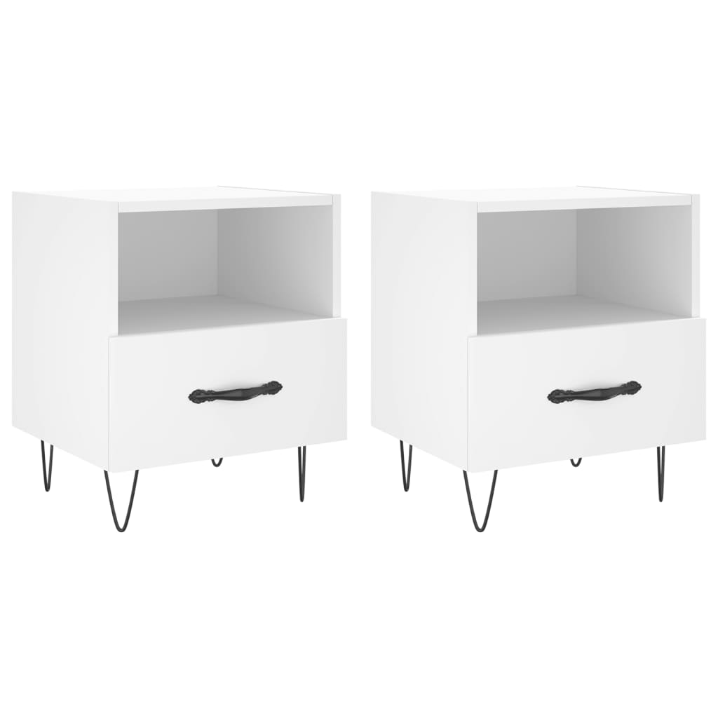 Nattbord 2 stk hvit 40x35x47,5 cm konstruert tre