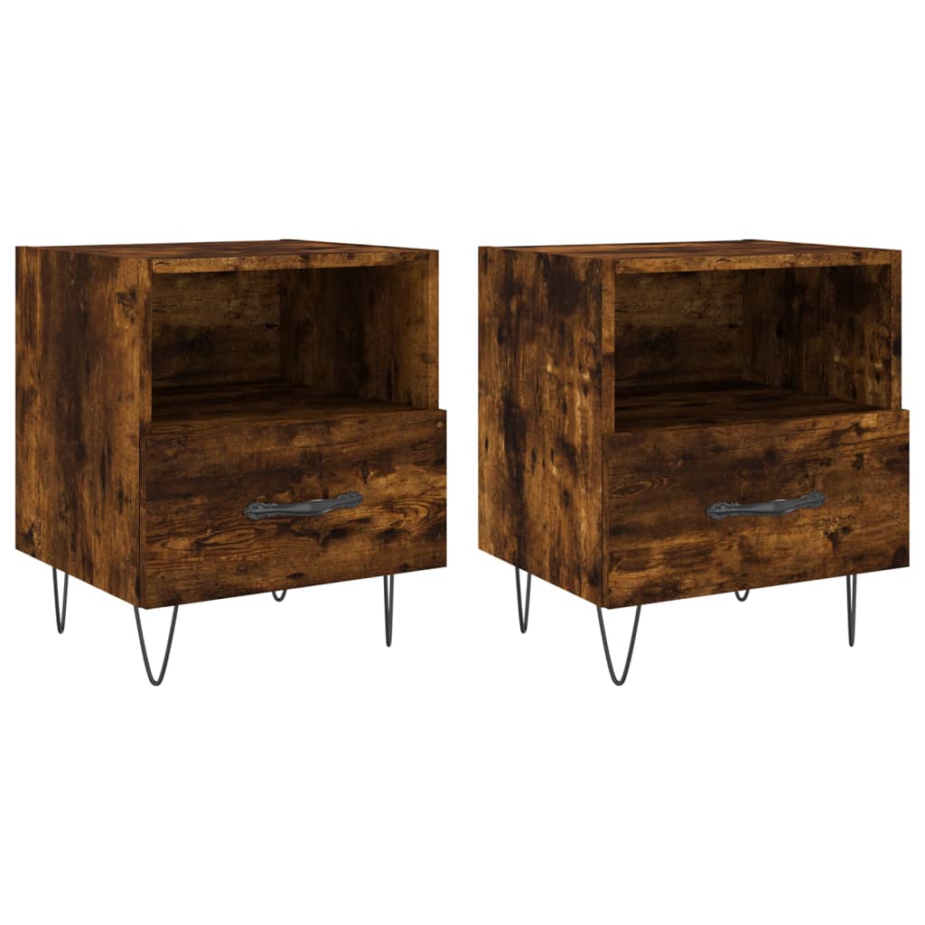 Nattbord 2 stk røkt eik 40x35x47,5 cm konstruert tre