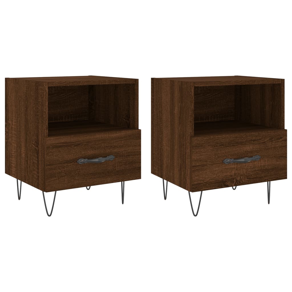 Nattbord 2 stk brun eik 40x35x47,5 cm konstruert tre