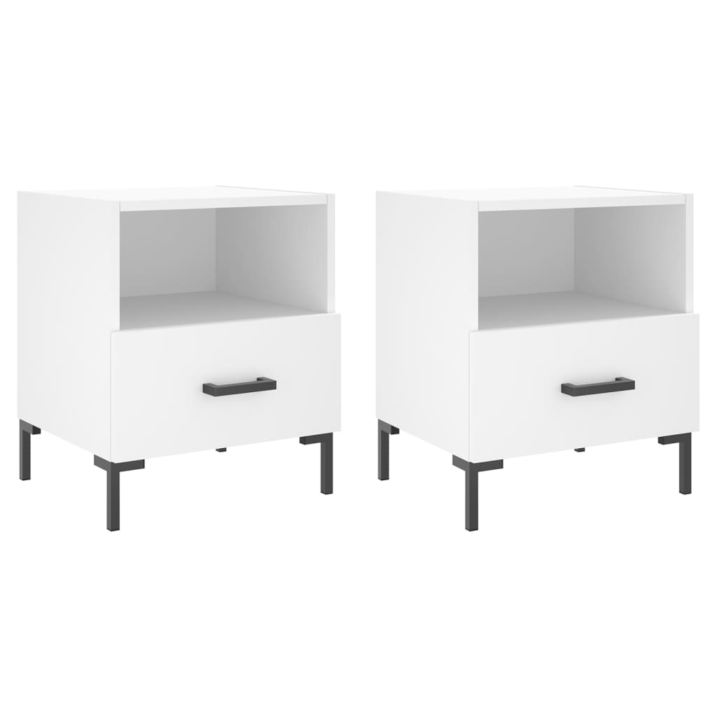 Nattbord 2 stk hvit 40x35x47,5 cm konstruert tre
