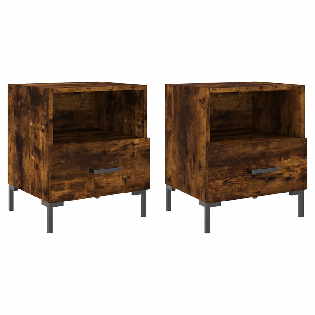 Nattbord 2 stk røkt eik 40x35x47,5 cm konstruert tre