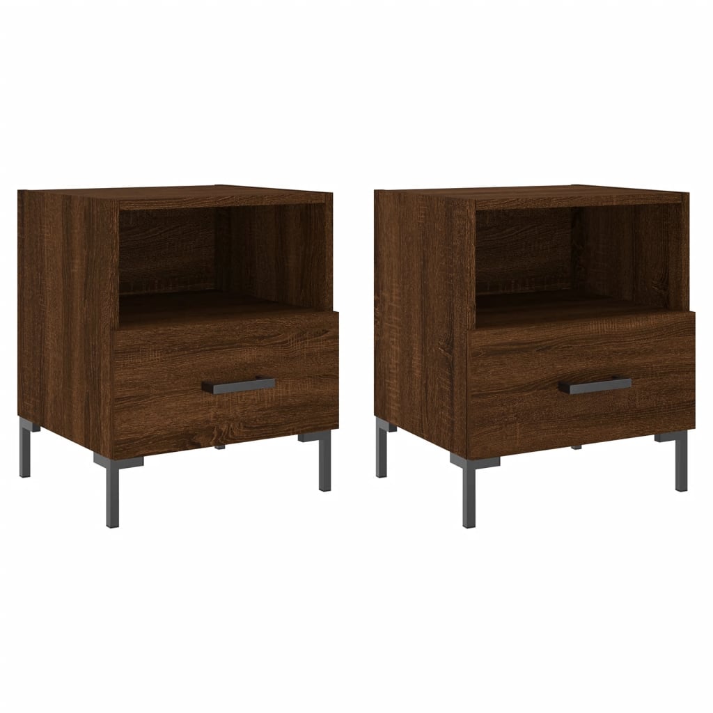 Nattbord 2 stk brun eik 40x35x47,5 cm konstruert tre