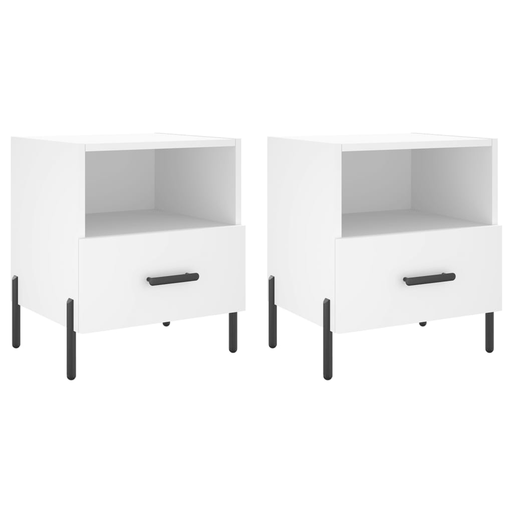 Nattbord 2 stk hvit 40x35x47,5 cm konstruert tre