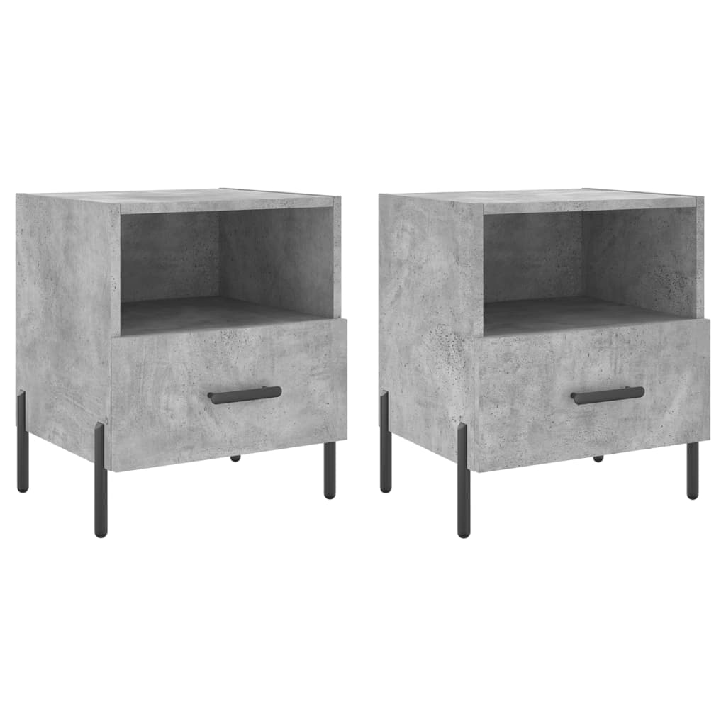 Nattbord 2 stk betonggrå 40x35x47,5 cm konstruert tre