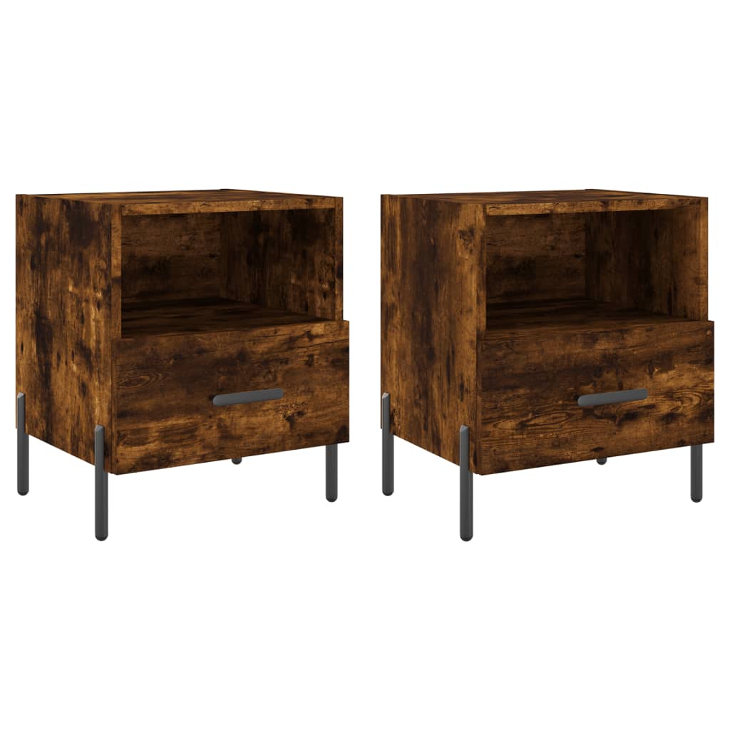 Nattbord 2 stk røkt eik 40x35x47,5 cm konstruert tre