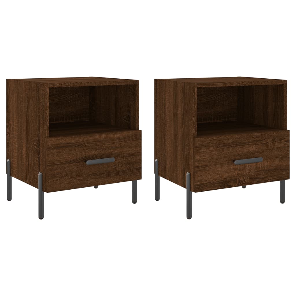 Nattbord 2 stk brun eik 40x35x47,5 cm konstruert tre