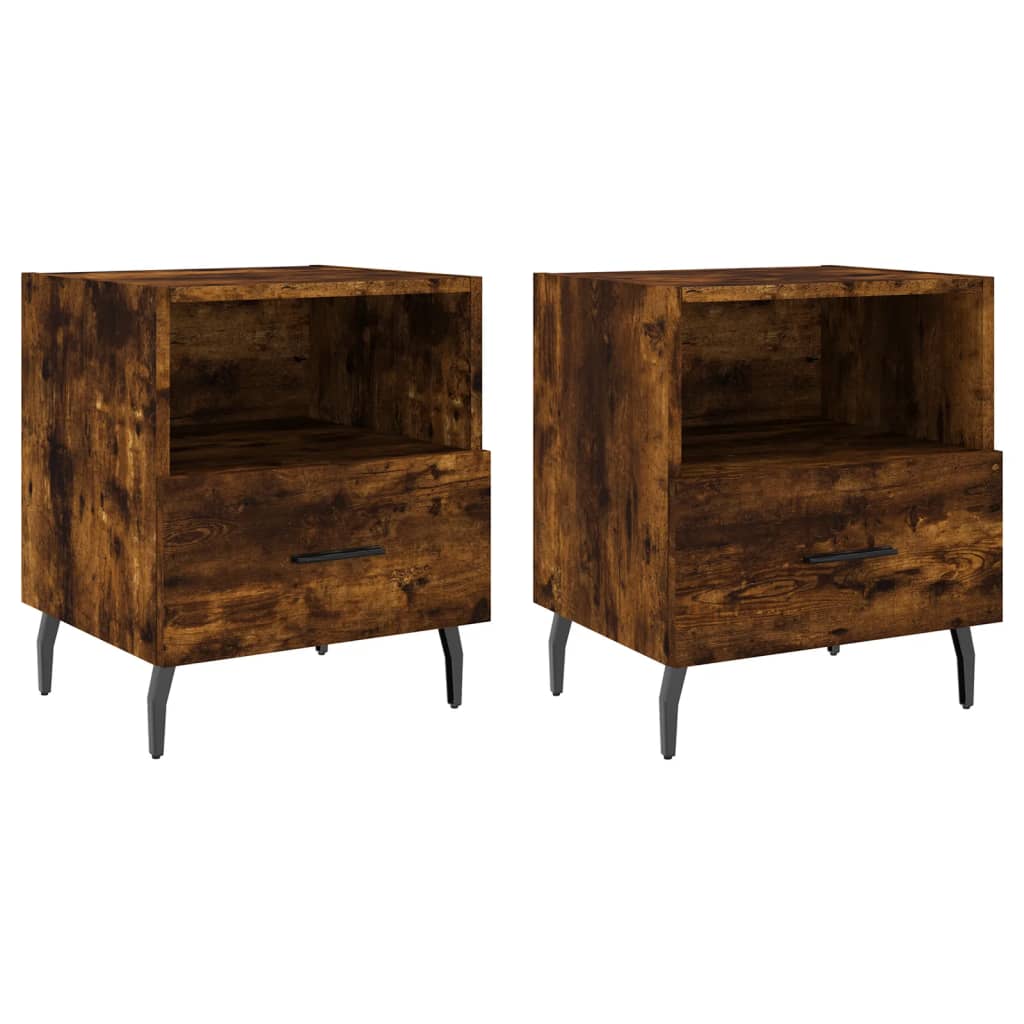 Nattbord 2 stk røkt eik 40x35x47,5 cm konstruert tre
