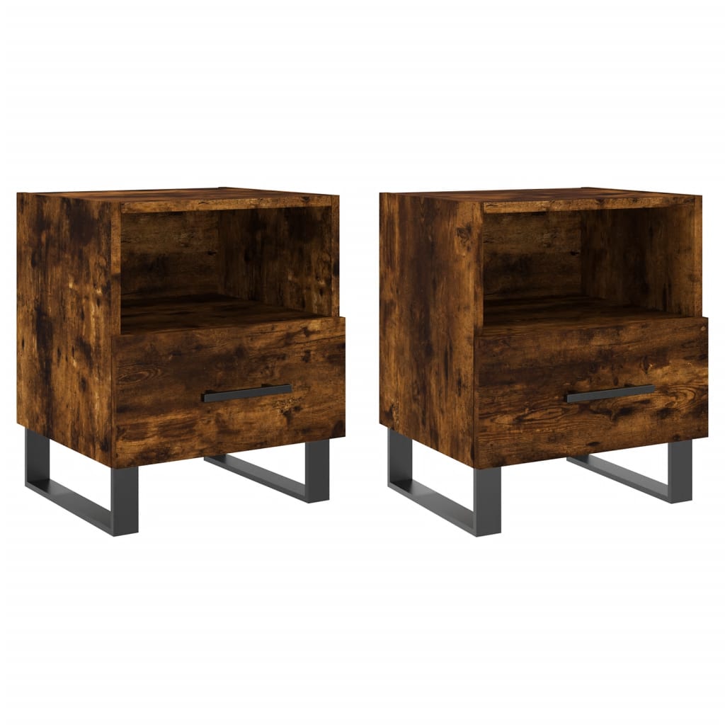 Nattbord 2 stk røkt eik 40x35x47,5 cm konstruert tre