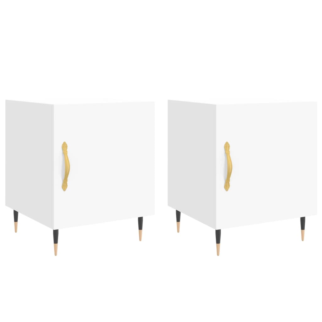 Nattbord 2 stk hvit 40x40x50 cm konstruert tre