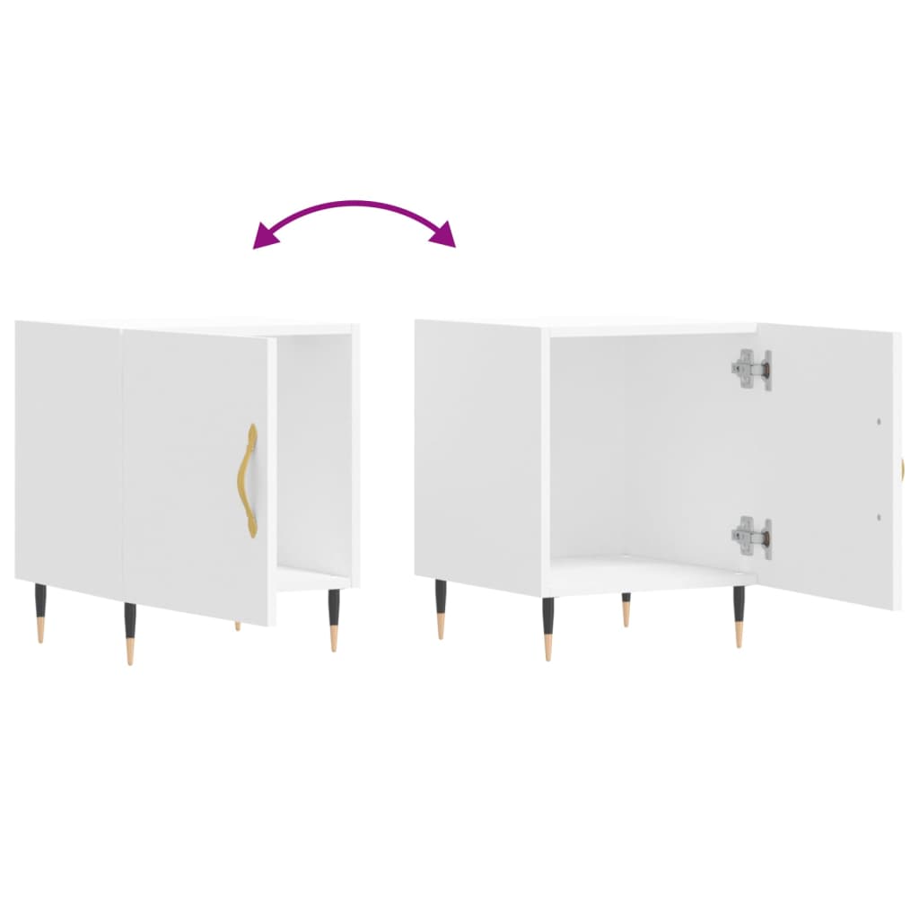 Nattbord 2 stk hvit 40x40x50 cm konstruert tre