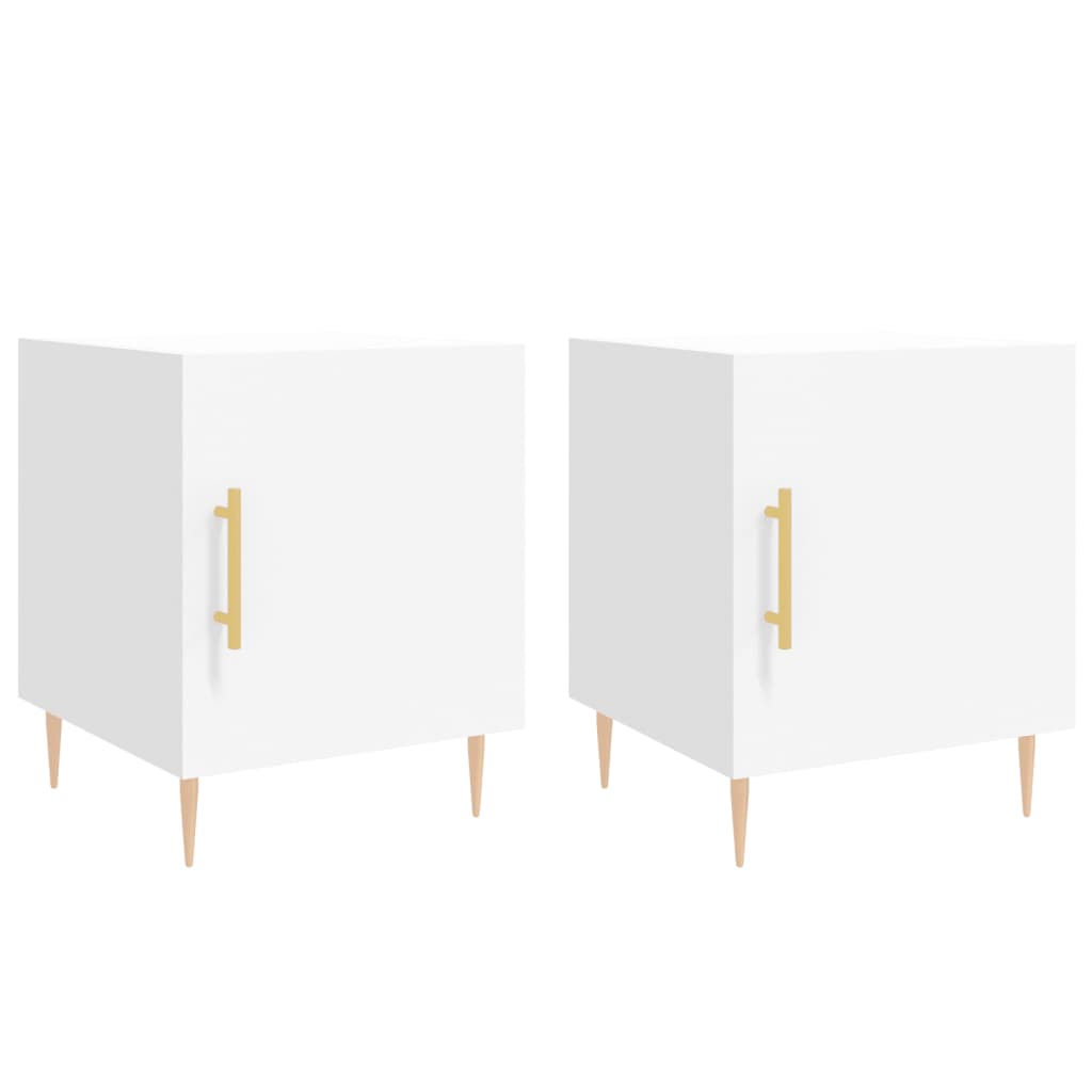 Nattbord 2 stk hvit 40x40x50 cm konstruert tre