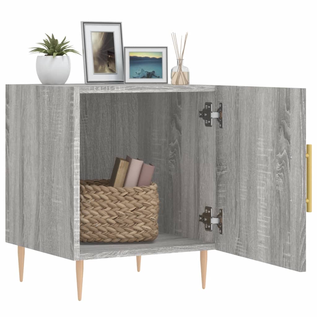 Nattbord 2 stk grå sonoma 40x40x50 cm konstruert tre