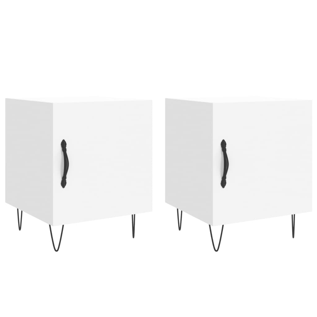 Nattbord 2 stk hvit 40x40x50 cm konstruert tre