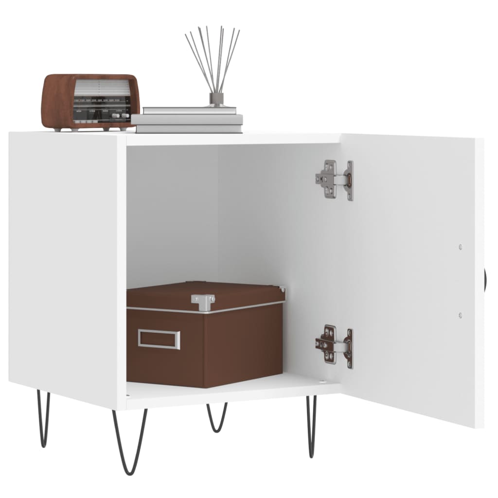 Nattbord 2 stk hvit 40x40x50 cm konstruert tre