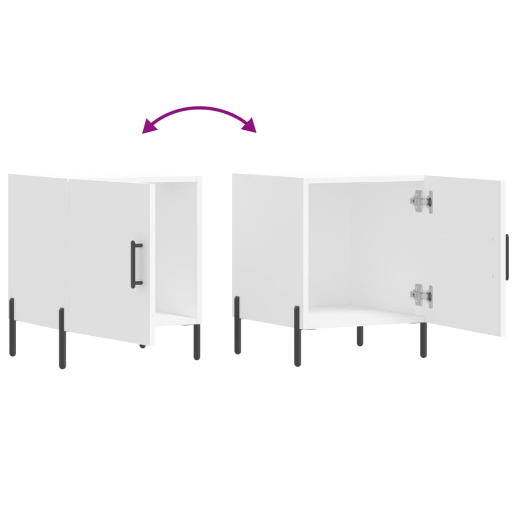 Nattbord 2 stk hvit 40x40x50 cm konstruert tre