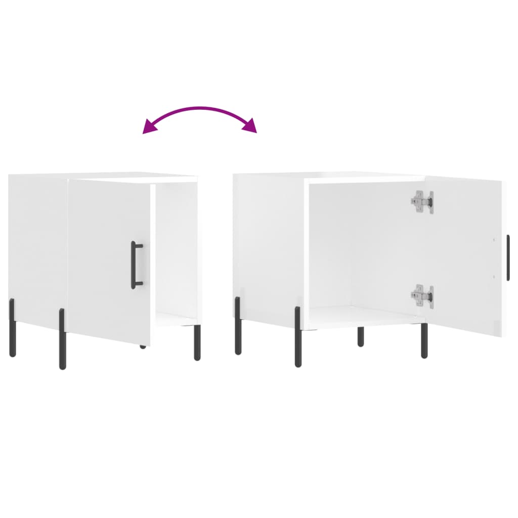 Nattbord 2 stk høyglans hvit 40x40x50 cm konstruert tre