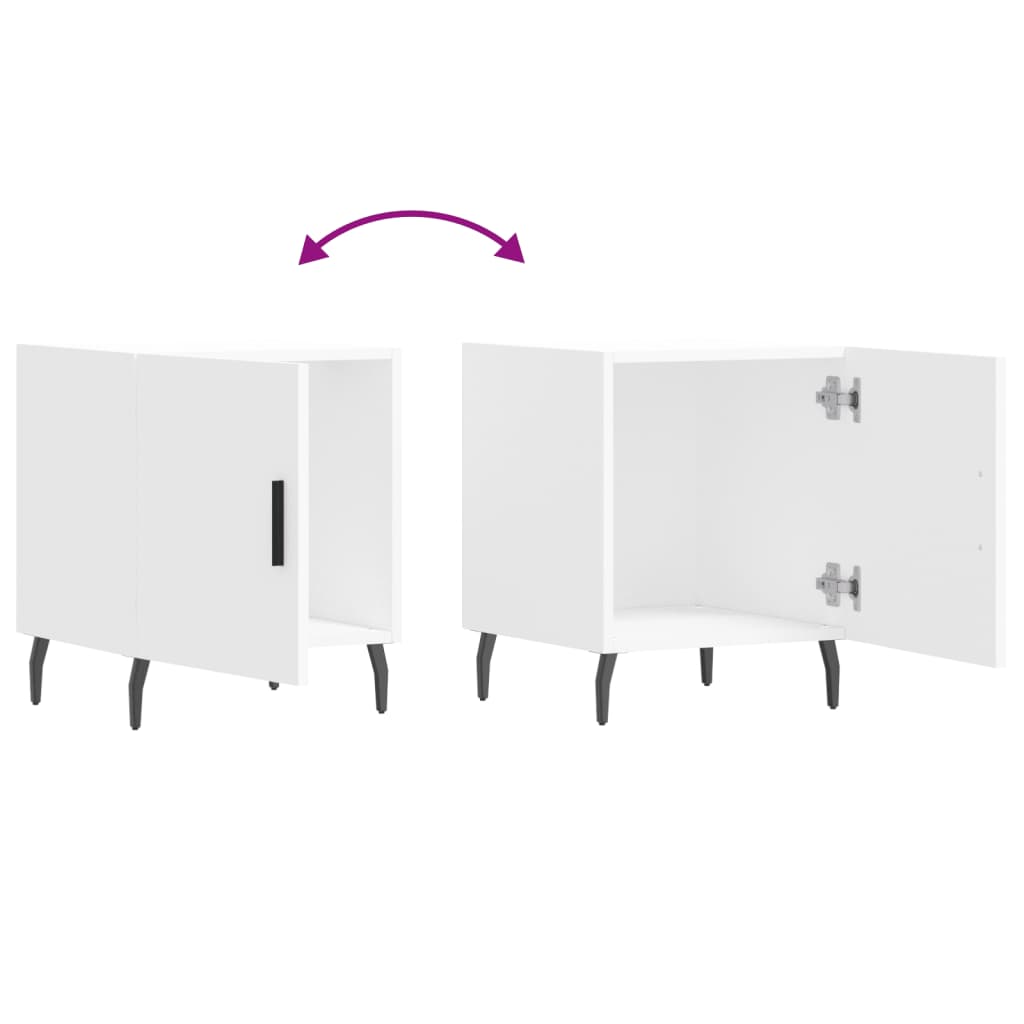Nattbord 2 stk hvit 40x40x50 cm konstruert tre