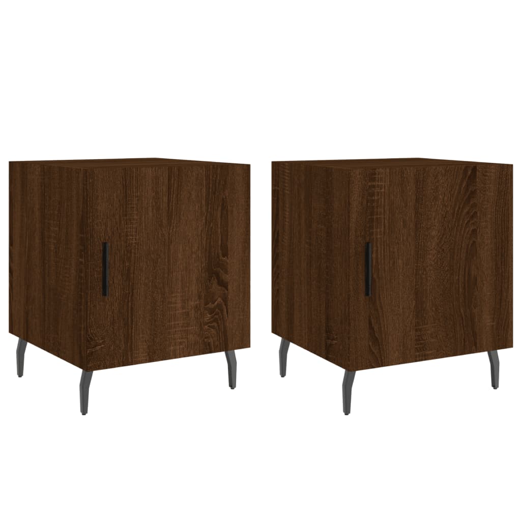 Nattbord 2 stk brun eik 40x40x50 cm konstruert tre