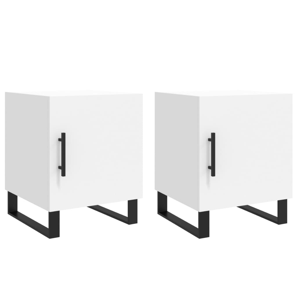 Nattbord 2 stk hvit 40x40x50 cm konstruert tre