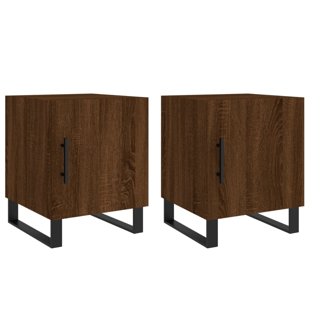 Nattbord 2 stk brun eik 40x40x50 cm konstruert tre
