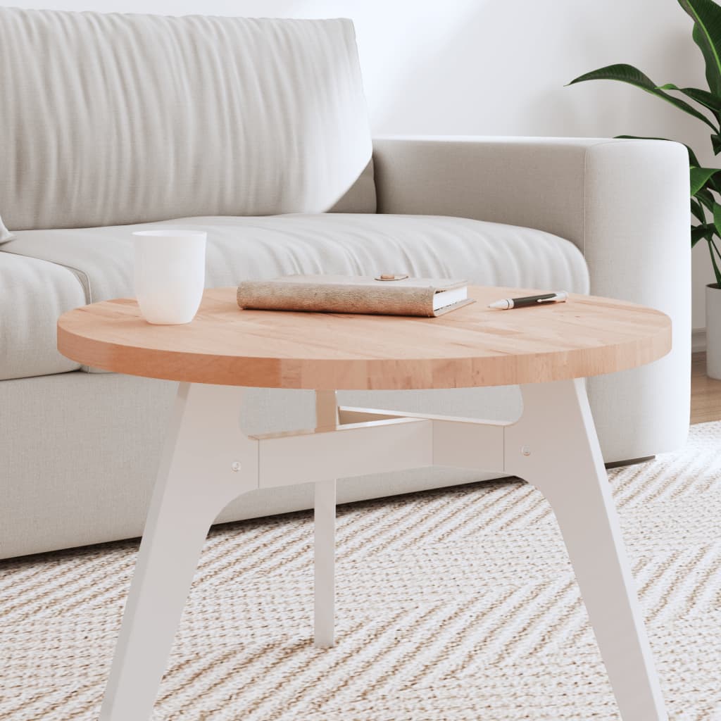 Bordplate Ø60x2,5 cm rund heltre bøketre