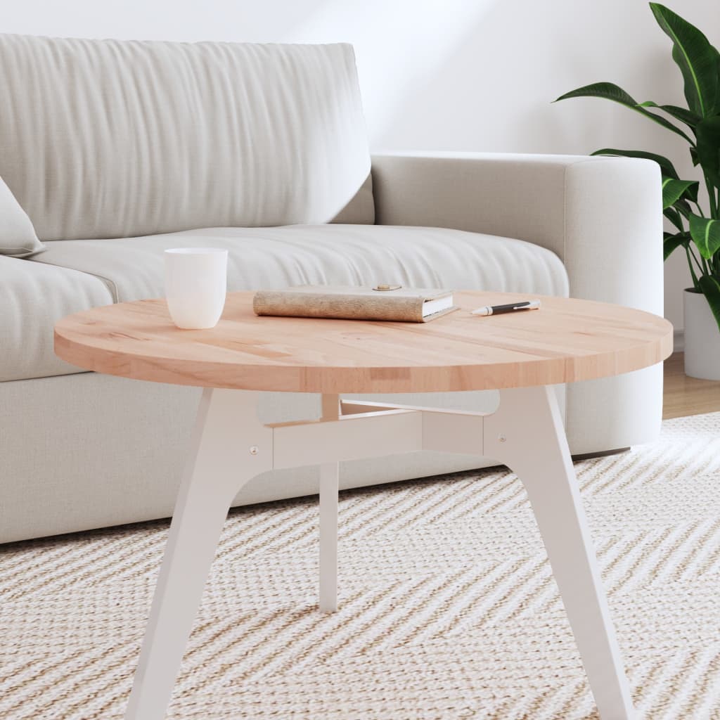 Bordplate Ø70x2,5 cm rund heltre bøketre