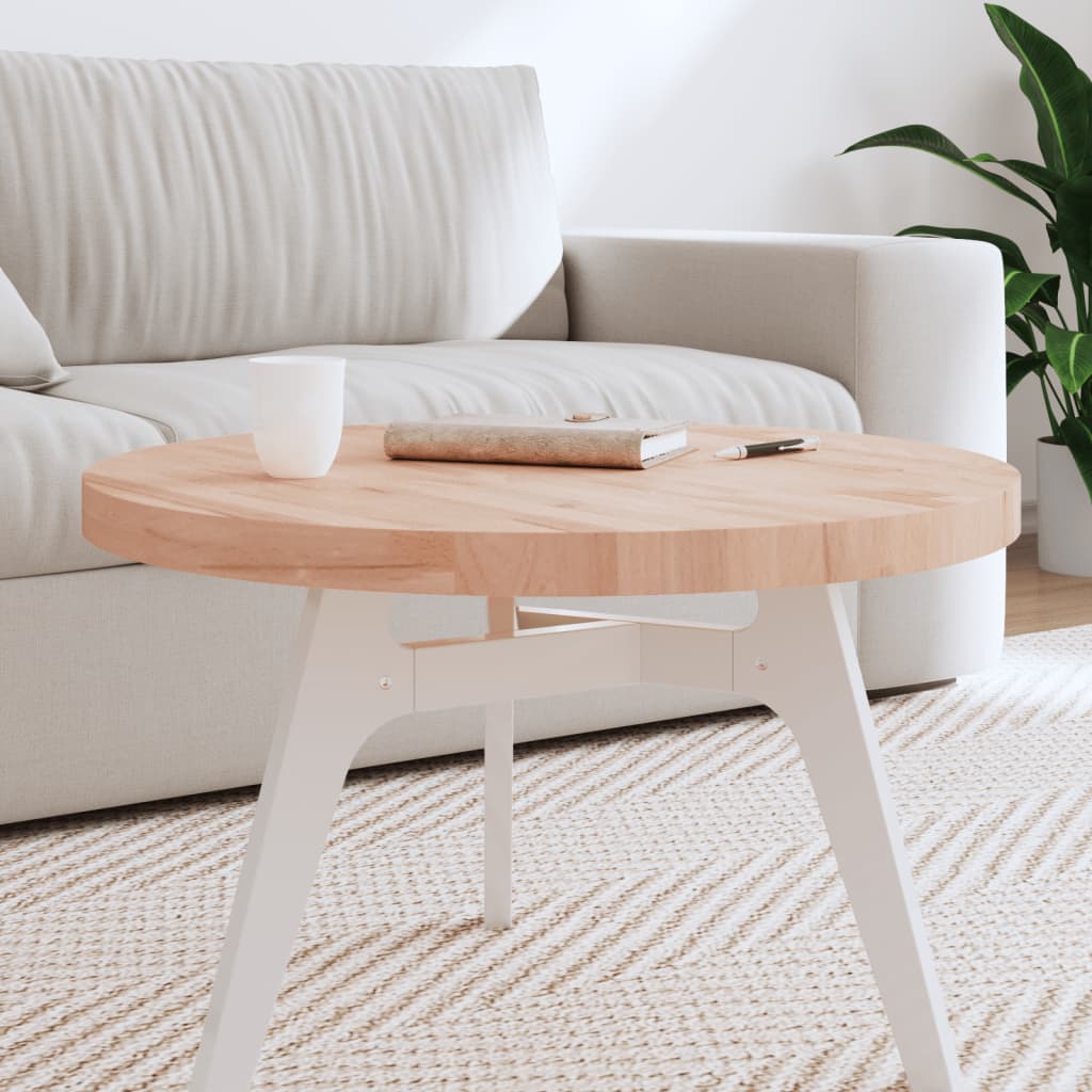 Bordplate Ø70x4 cm rund heltre bøketre