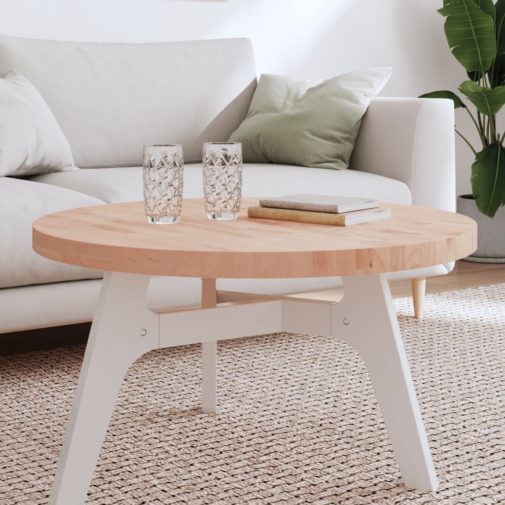 Bordplate Ø80x4 cm rund heltre bøketre