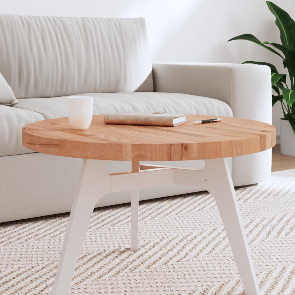 Bordplate Ø70x4 cm rund heltre bøketre