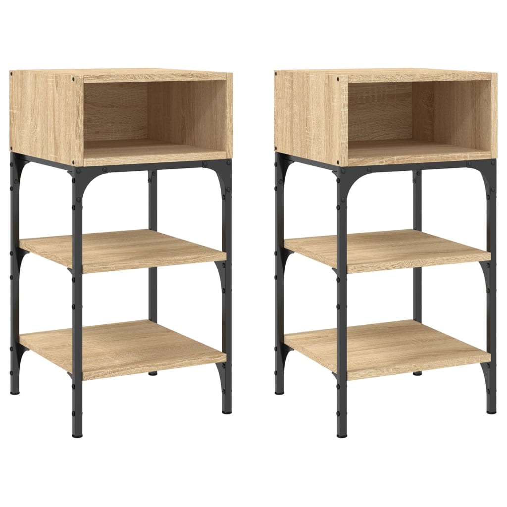 Nattbord 2 stk sonoma eik 35x34,5x70 cm konstruert tre