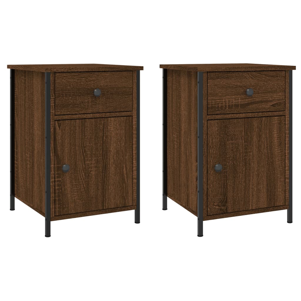Nattbord 2 stk brun eik 40x42x60 cm konstruert tre