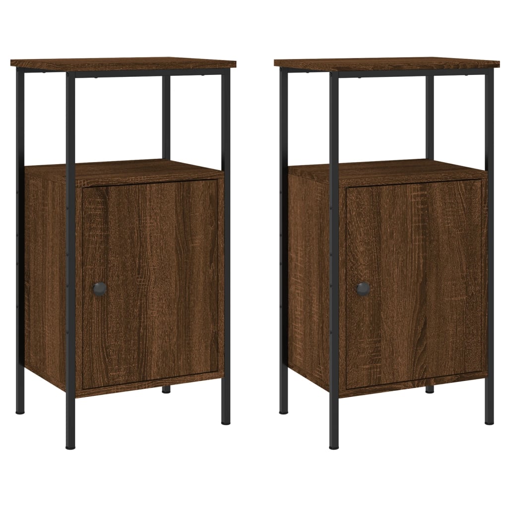 Nattbord 2 stk brun eik 41x31x80 cm konstruert tre
