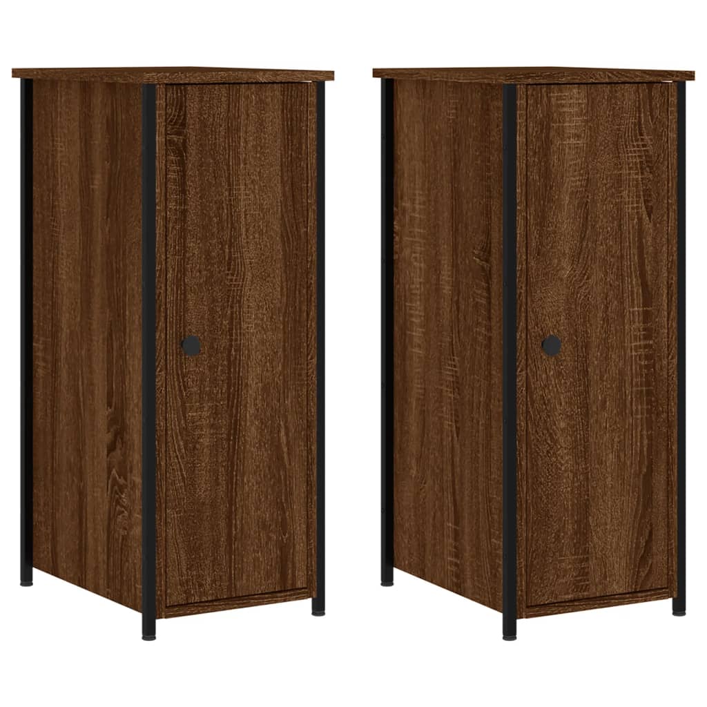 Nattbord 2 stk brun eik 32x42x80 cm konstruert tre