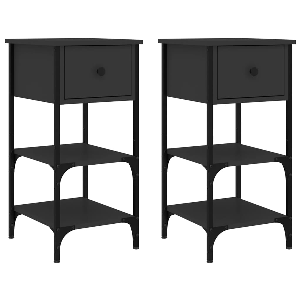 Nattbord 2 stk svart 34x36x70 cm konstruert tre